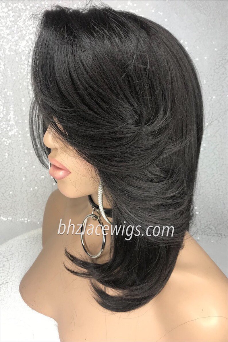 NEW First Lady Pre-plucked hairline Lace front wig sew-in weave feathered bob wig bob lace front wig lace wig bob lace wig black lace wig image 6