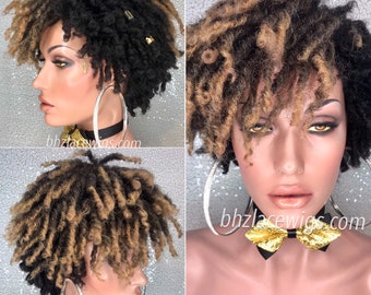 Zafira volledige cap TWIST OUT pruik gouden faux locs dreadlocks FULLCAP pruik natuurlijk haar volledige cap pruik natuurlijk haar loc pruik kinky twist loc stijl