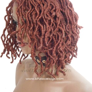 EXCLUSIVE Henna Auburn Faux locs Sister loc dreadlock wavy sister locs Lace Front Wig locs lace wig braid wig Fully Hand twisted Lace Wig 画像 5