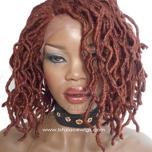 EXCLUSIVE Henna Auburn Faux locs Sister loc dreadlock wavy sister locs Lace Front Wig locs lace wig braid wig Fully Hand twisted Lace Wig 画像 1