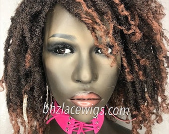 Kenyatta brown Full cap TWIST OUT wig faux locs dreadlocks wig natural hair full cap wig natural hair loc wig kinky soft twist loc style