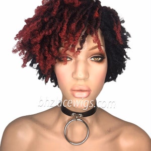 Zafira full cap TWIST OUT wig red faux locs dreadlocks FULLCAP wig natural hair full cap wig natural hair loc wig kinky soft twist loc style image 9