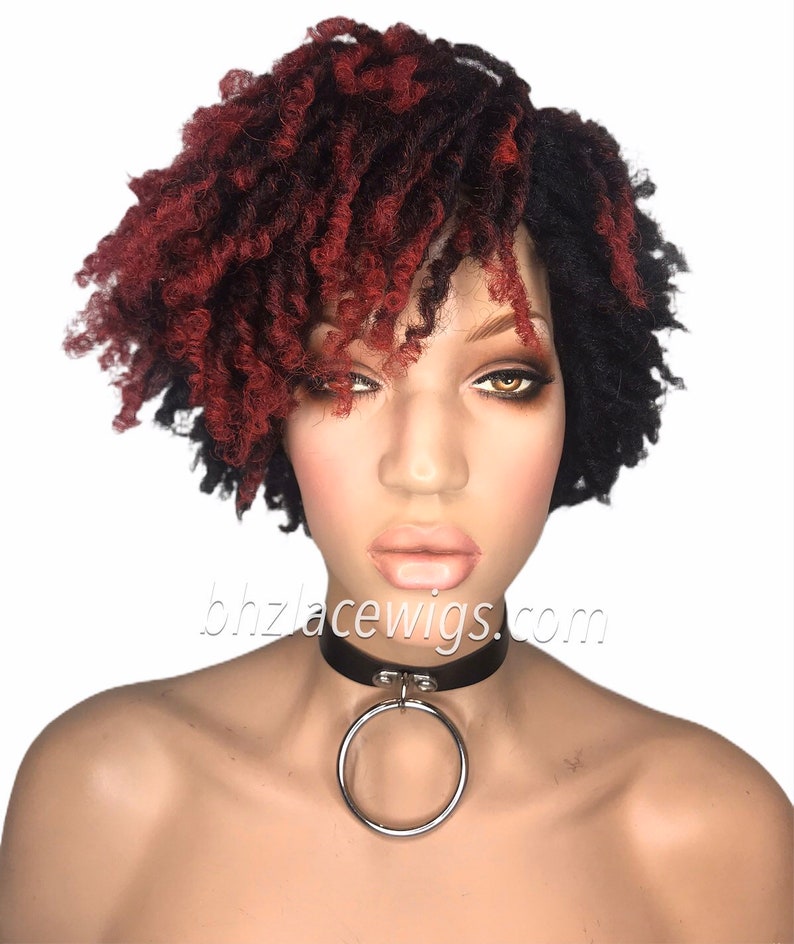 Zafira full cap TWIST OUT wig red faux locs dreadlocks FULLCAP wig natural hair full cap wig natural hair loc wig kinky soft twist loc style image 9