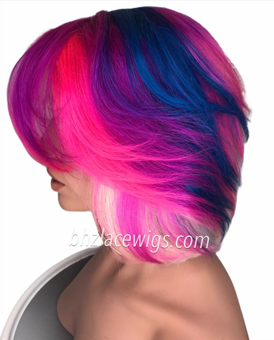 HOT! New unicorn colors 100% Human hair lace front wig blonde hair lacefront wig pink wig purple wig blue Lace front wig unicorn hair