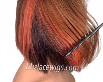 EXCLUSIVE custom short color bob wig 100% Human hair wig Brown wig auburn wig lace front bob custom colored human hair lace front wig