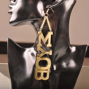 NEW MYOB Earrings mind your own business New earrings dangle earrings big dangle earrings basketball wives earrings image 1