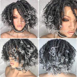 Bob locs salt and pepper locs Stella Sister loc faux locs dread lock wavy sister locs Full cap wig black locs gray loc wig twisted Wig