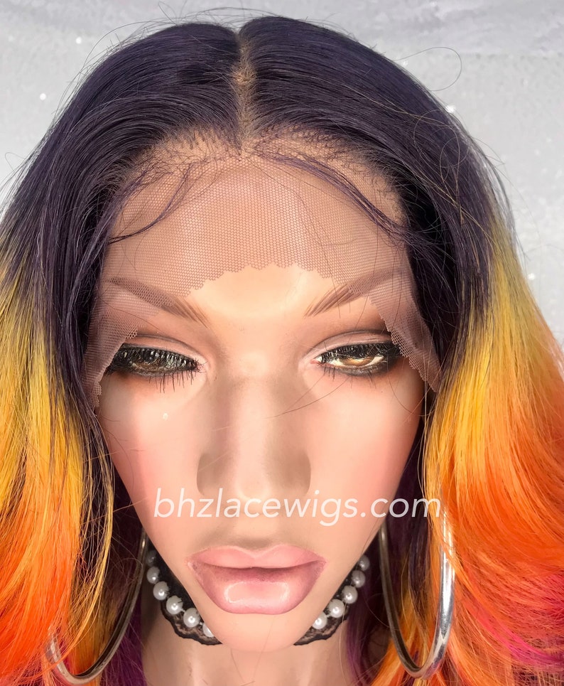 NEW Stunning Multicolor Lace Front Wig Purple Wig Pink Wig Etsy