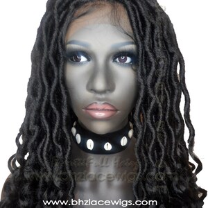 EXCLUSIVE Black goddess locs faux locs dread lock Lace Front Wig black locs lace front wig braided wig Fully Hand twisted Lace Wig 画像 4