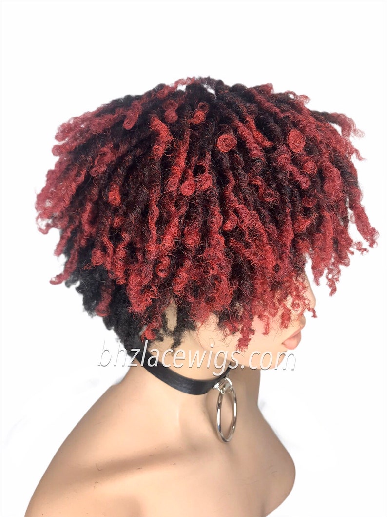 Zafira full cap TWIST OUT wig red faux locs dreadlocks FULLCAP wig natural hair full cap wig natural hair loc wig kinky soft twist loc style image 2