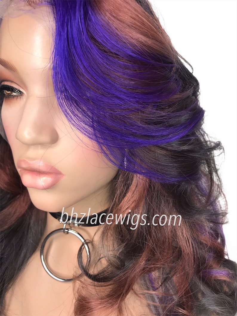 HOT New fall colors 100% Human hair lace front wig brown hair lacefront wig purple wig black wig red Lace front wig bob hairstyle image 2