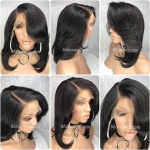 NEW First Lady Pre-plucked hairline Lace front wig sew-in weave feathered bob wig bob lace front wig lace wig bob lace wig black lace wig image 3
