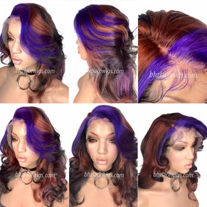 HOT New fall colors 100% Human hair lace front wig brown hair lacefront wig purple wig black wig red Lace front wig bob hairstyle image 1