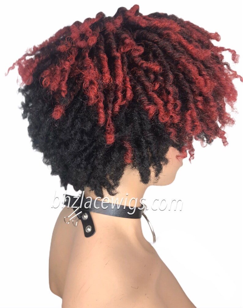 Zafira full cap TWIST OUT wig red faux locs dreadlocks FULLCAP wig natural hair full cap wig natural hair loc wig kinky soft twist loc style image 4