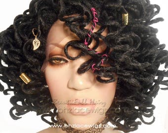 EXCLUSIVE! Ledisi faux locs Sister loc dread lock curly sister locs Lace Front Wig black locs lace wig braid wig Fully Hand twisted Lace Wig