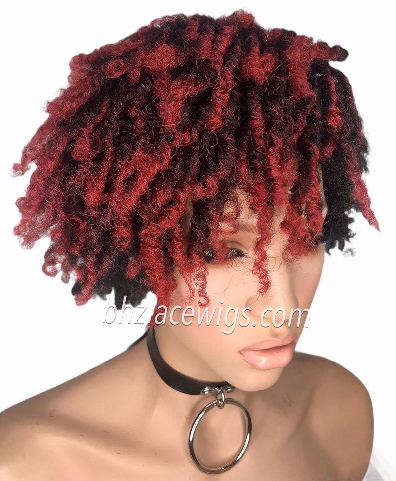 Zafira full cap TWIST OUT wig red faux locs dreadlocks FULLCAP wig natural hair full cap wig natural hair loc wig kinky soft twist loc style image 8