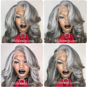 EXCLUSIVE// Auntie Beverly Gray lace wig gray lace front wig money piece gray hair silver hair salt and pepper wig grey wig long gray hair