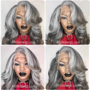 EXCLUSIVE// Auntie Beverly Gray lace wig gray lace front wig money piece gray hair silver hair salt and pepper wig grey wig long gray hair