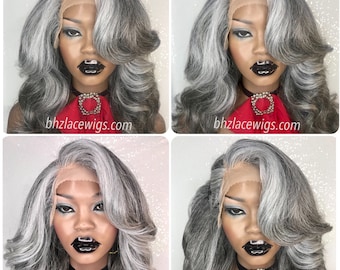 EXCLUSIVE// Auntie Beverly Gray lace wig gray lace front wig money piece gray hair silver hair salt and pepper wig grey wig long gray hair