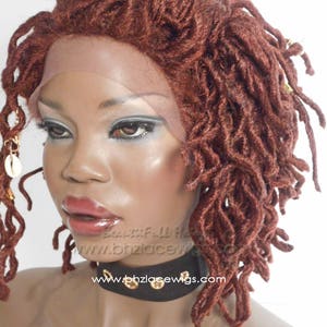 EXCLUSIVE Henna Auburn Faux locs Sister loc dreadlock wavy sister locs Lace Front Wig locs lace wig braid wig Fully Hand twisted Lace Wig 画像 8
