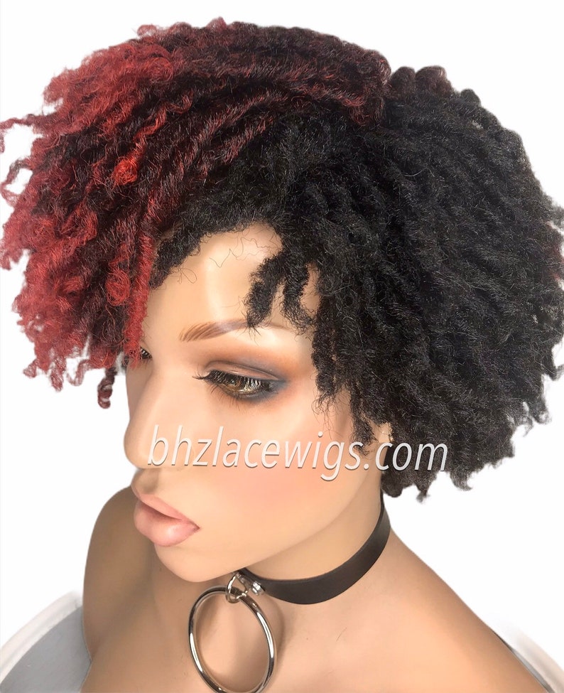 Zafira full cap TWIST OUT wig red faux locs dreadlocks FULLCAP wig natural hair full cap wig natural hair loc wig kinky soft twist loc style image 6