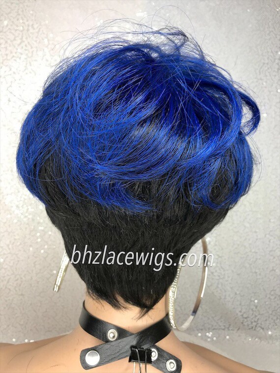 blue short wig