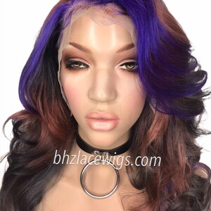 HOT New fall colors 100% Human hair lace front wig brown hair lacefront wig purple wig black wig red Lace front wig bob hairstyle image 3