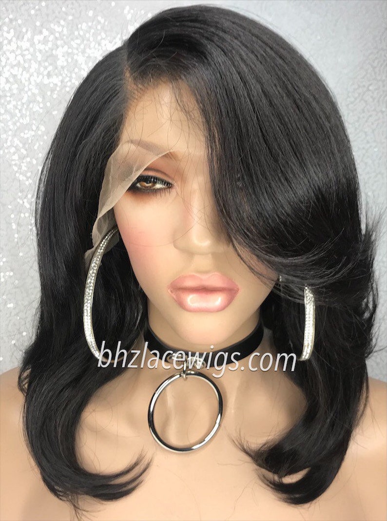 NEW First Lady Pre-plucked hairline Lace front wig sew-in weave feathered bob wig bob lace front wig lace wig bob lace wig black lace wig image 4