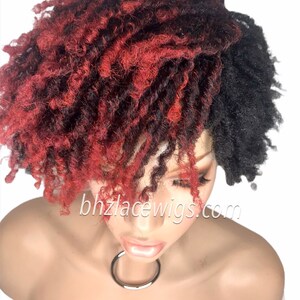 Zafira full cap TWIST OUT wig red faux locs dreadlocks FULLCAP wig natural hair full cap wig natural hair loc wig kinky soft twist loc style image 3