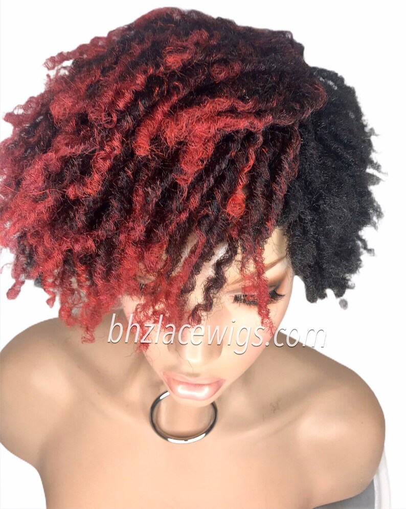 Zafira full cap TWIST OUT wig red faux locs dreadlocks FULLCAP wig natural hair full cap wig natural hair loc wig kinky soft twist loc style image 3