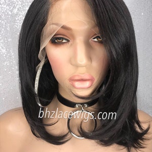 NEW First Lady Pre-plucked hairline Lace front wig sew-in weave feathered bob wig bob lace front wig lace wig bob lace wig black lace wig image 8
