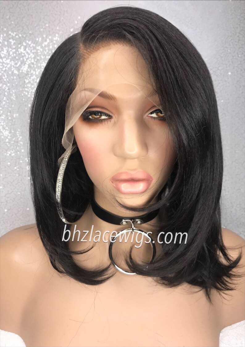 NEW First Lady Pre-plucked hairline Lace front wig sew-in weave feathered bob wig bob lace front wig lace wig bob lace wig black lace wig image 8