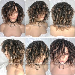 Kenyatta honey brown mix Full cap TWIST OUT wig faux locs dreadlocks wig natural hair full cap wig hair loc wig kinky soft twist loc style