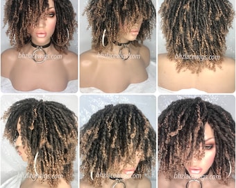 Kenyatta honey brown mix Full cap TWIST OUT wig faux locs dreadlocks wig natural hair full cap wig hair loc wig kinky soft twist loc style