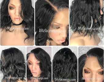 NEW! Bob cut Pre-plucked hairline Lace front wig sew-in weave Skylar wig loose wave lace front wig lace wig bob lace wig black lace wig