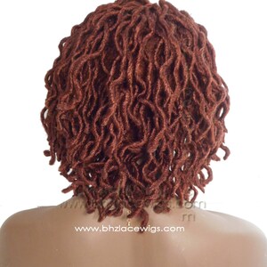 EXCLUSIVE Henna Auburn Faux locs Sister loc dreadlock wavy sister locs Lace Front Wig locs lace wig braid wig Fully Hand twisted Lace Wig 画像 6