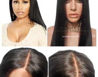 Gawdess deep part light yaki staight Black Lace front wig, Lace Front wig Nicki Minaj wig Cher hair lace front wig drag queen lace wig
