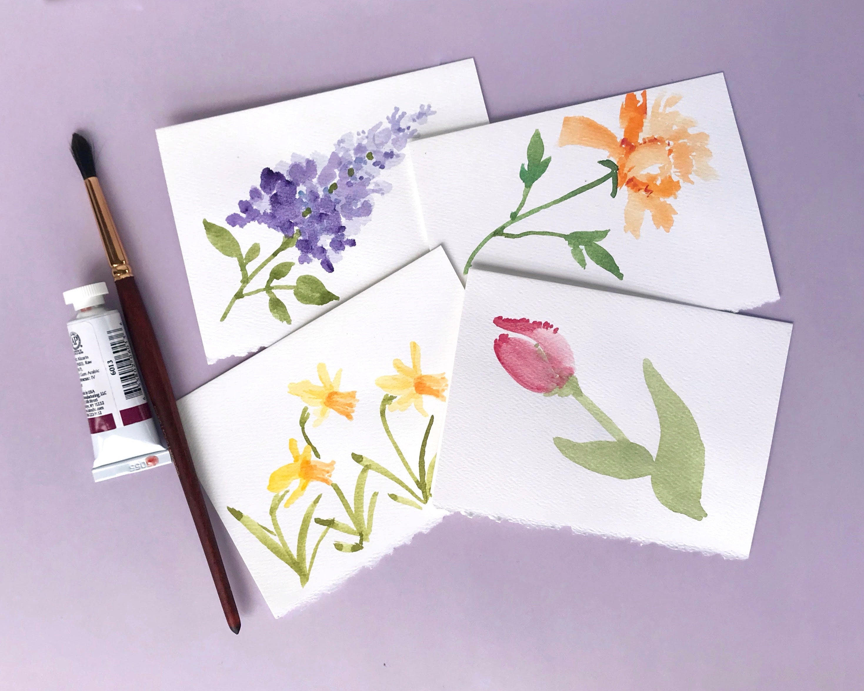 Details about   Assorted Flower Garden  Note Cards Set of Four 5 x 7  Watercolor Reproductions 2 