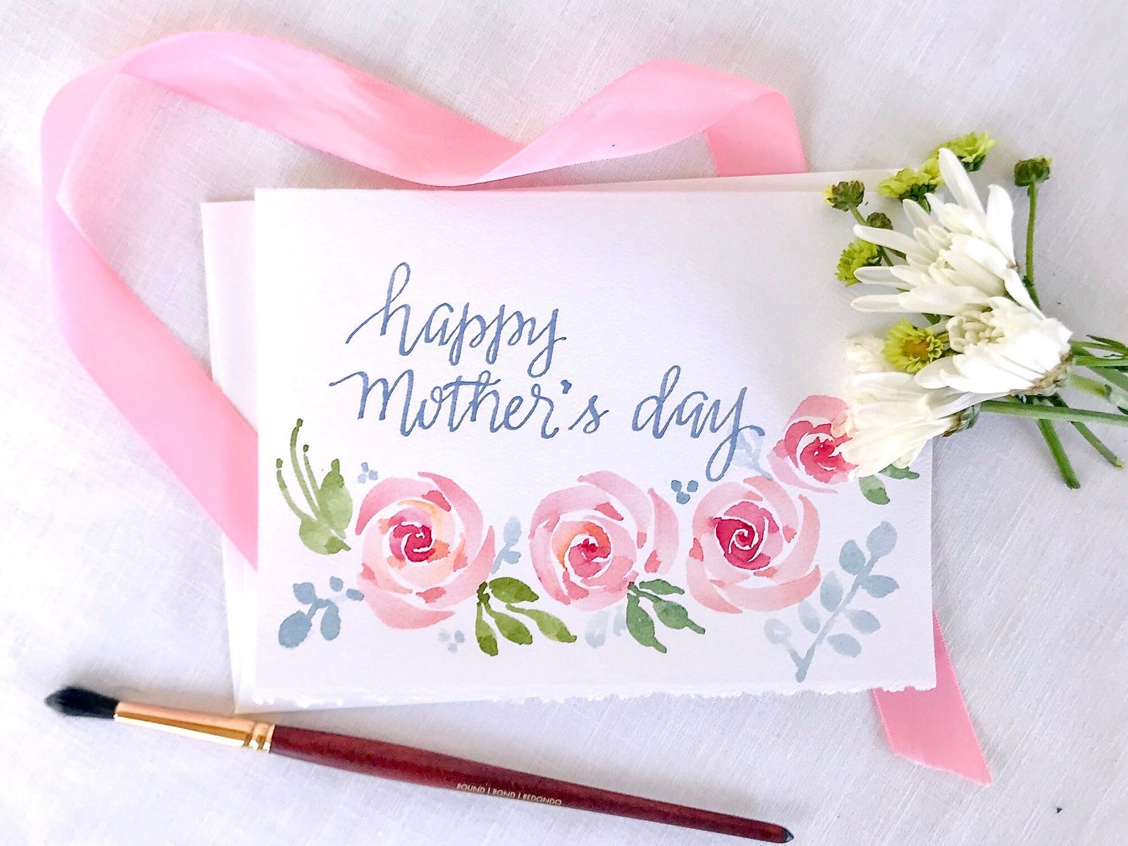 Hand-painted Watercolor Roses Mother's Day Card - Etsy