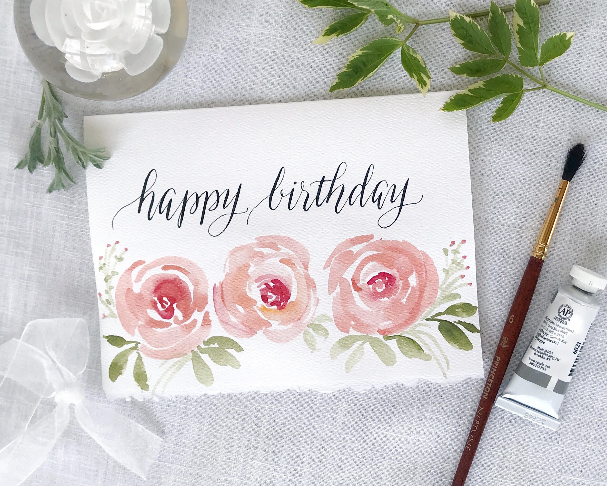 Greeting Cards Hand painted Happy Birthday card Paper Birthday Cards ...