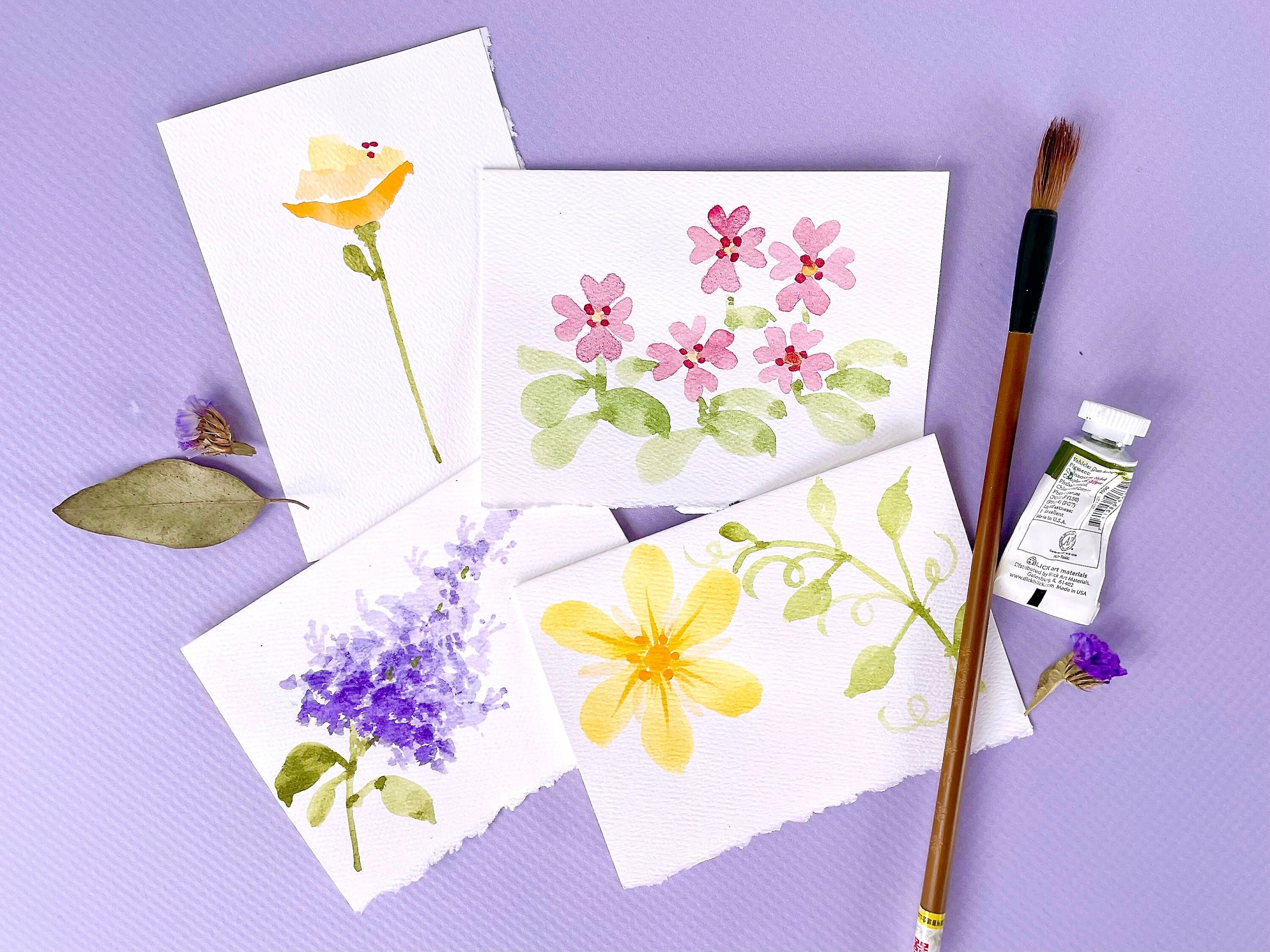 Hand Painted Flower Cards Watercolor Floral Stationery Set - Etsy