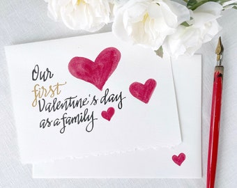 First Valentine as a Family - Valentines Day Card - Custom - Handmade  Greeting Card- Calligraphy - Hand Lettered