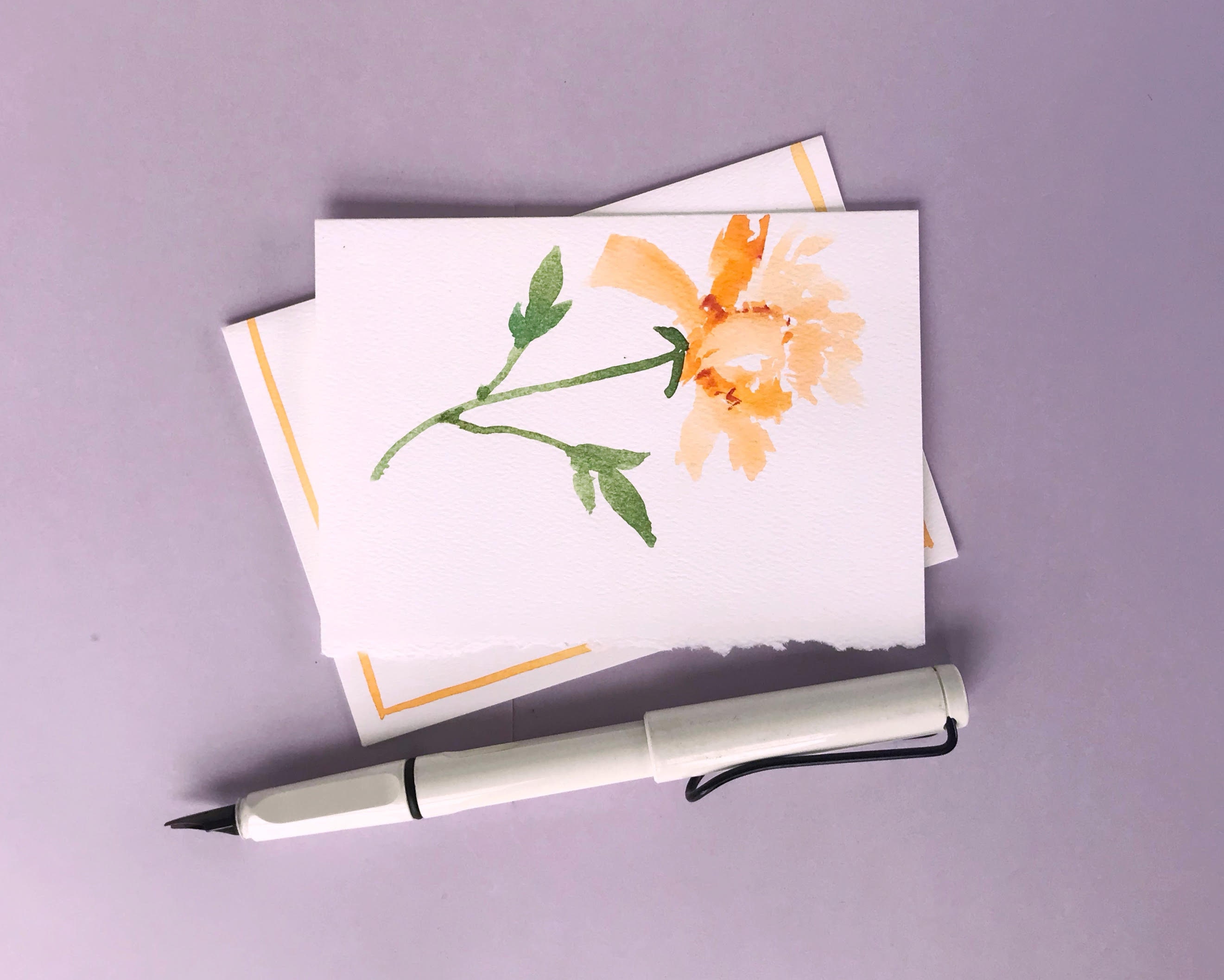 Hand Painted Watercolor Flower Note Card Set, Spring Stationery - Etsy