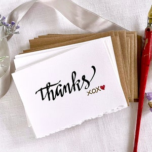 Tarjetas de agradecimiento, tarjetas de gratitud, juego de papelería, caligrafía, arte original imagen 1