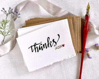 Thank You Cards, Gratitude Cards, Stationery Set, Calligraphy, Original Art