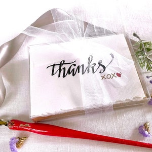 Tarjetas de agradecimiento, tarjetas de gratitud, juego de papelería, caligrafía, arte original imagen 2