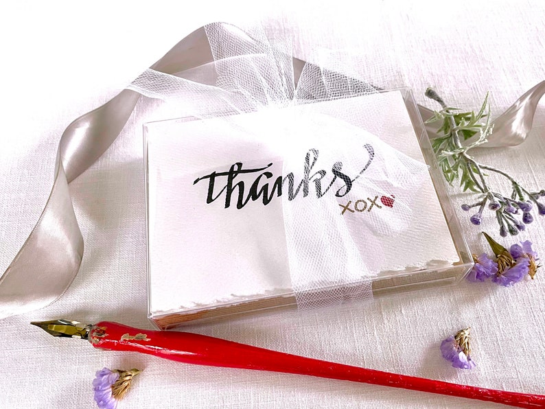 Thank You Cards, Gratitude Cards, Stationery Set, Calligraphy, Original Art image 2