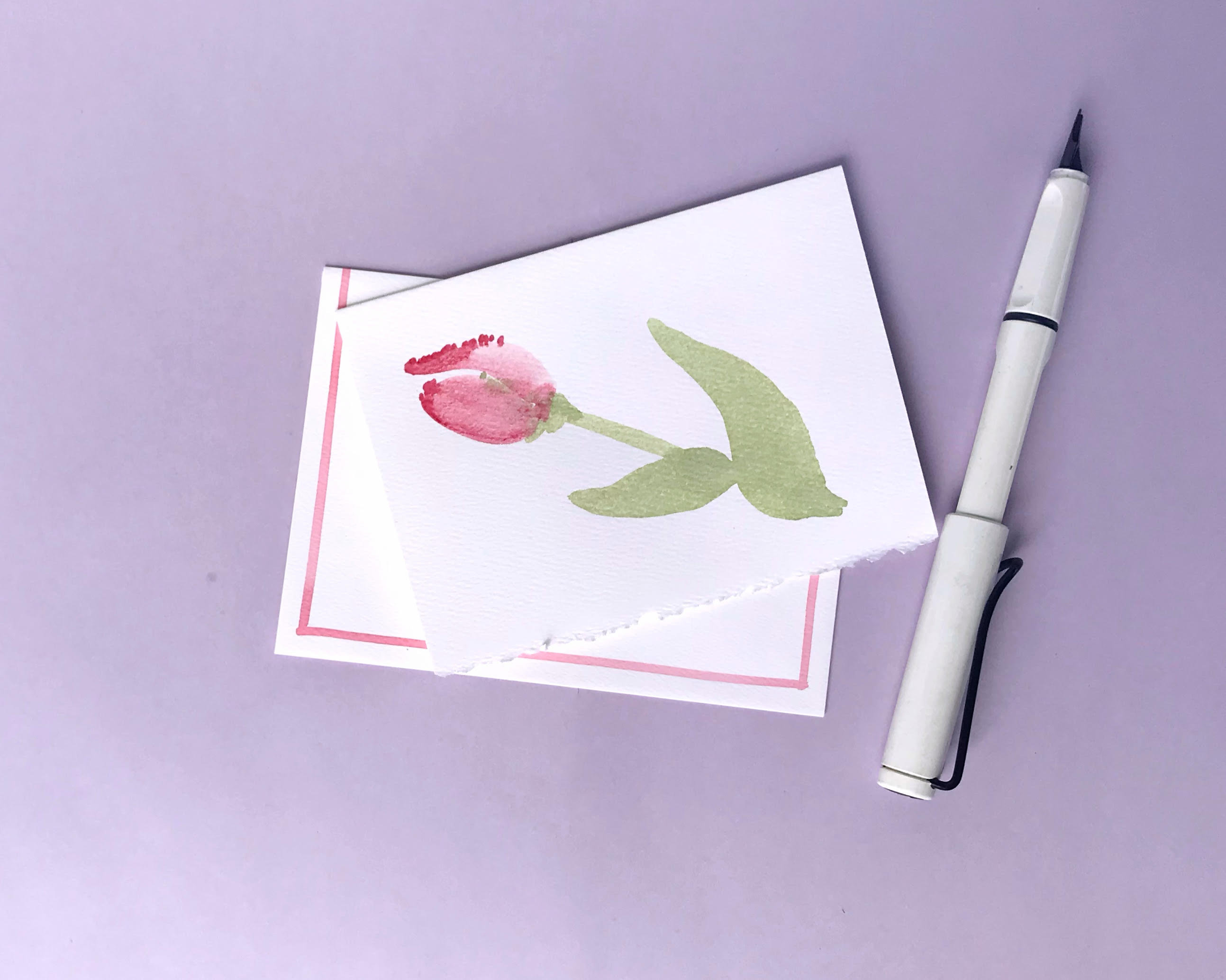 Hand Painted Watercolor Floral Cards, Personalized Stationery Set - Etsy