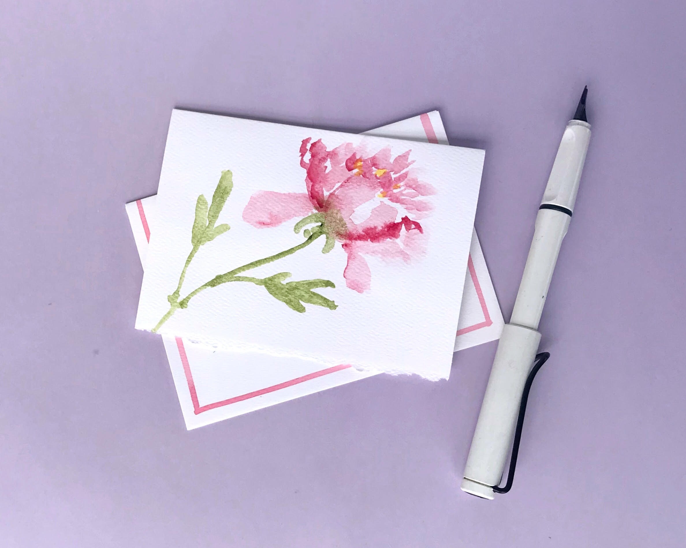 Handmade Watercolor Flower Notecards, Spring Floral Art, Set of 4 - Etsy