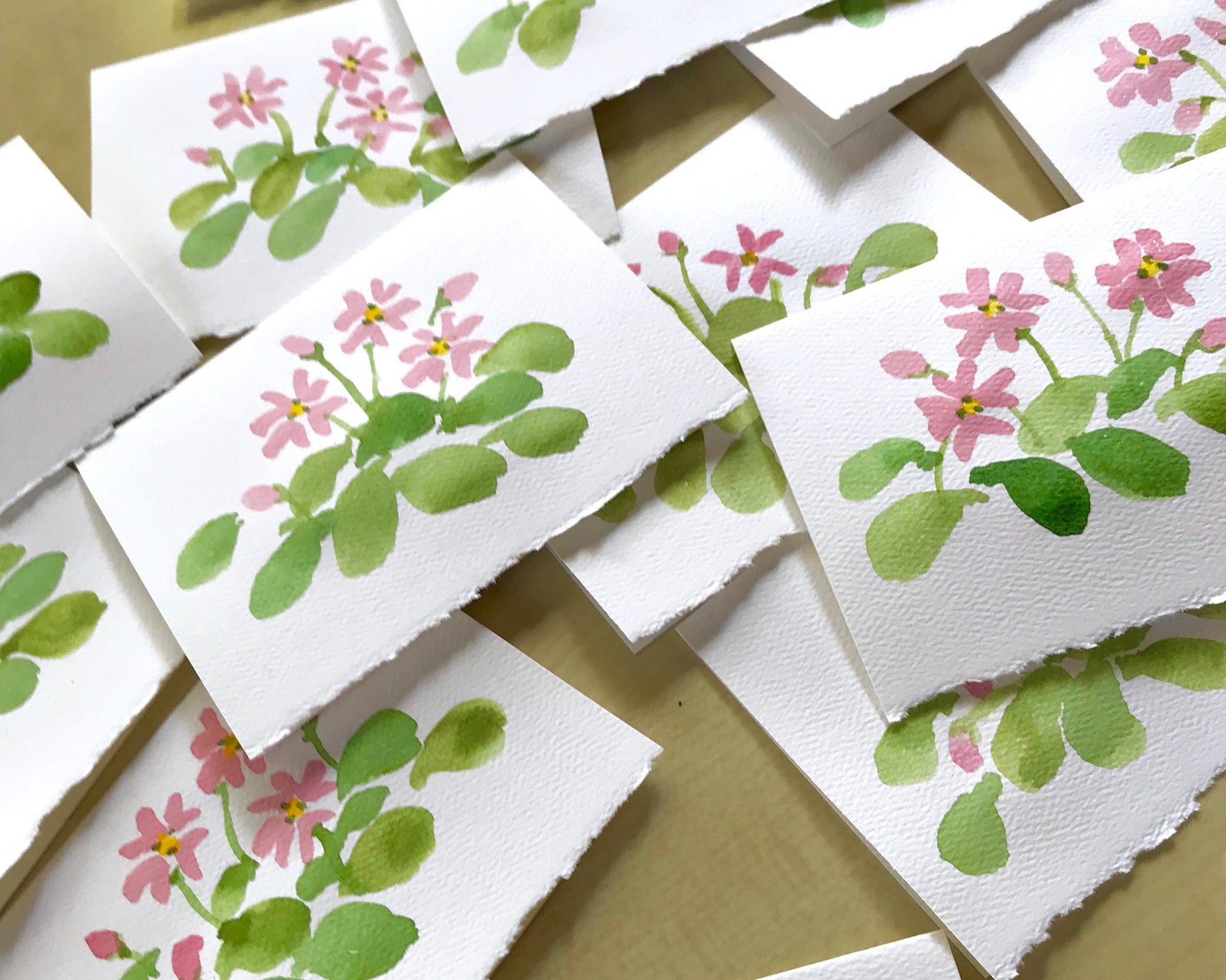 Hand Painted Watercolor Primrose Notecards, Set of 4 - Etsy